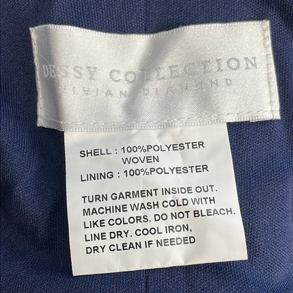 NWT Dessy Collection High Halter Neck Open Back Crepe Gown Dress Midnight Blue - Picture 11 of 12